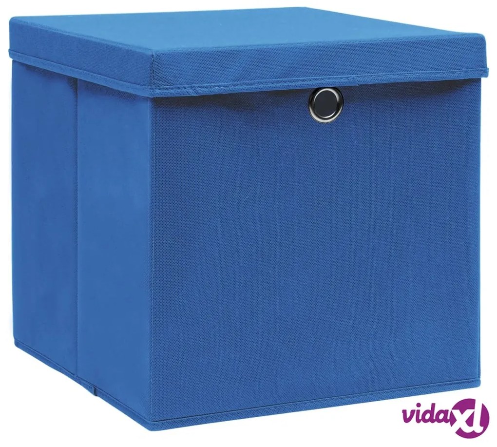 vidaXL Contenitori con Coperchi 4 pz 28x28x28 cm Blu
