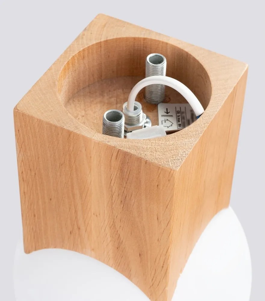 Plafoniera di colore naturale con paralume in vetro 12x12 cm Rayer – Sollux