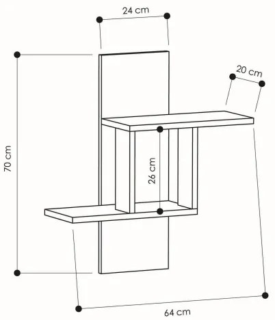 Mensola a muro MILL 70x64 cm bianca