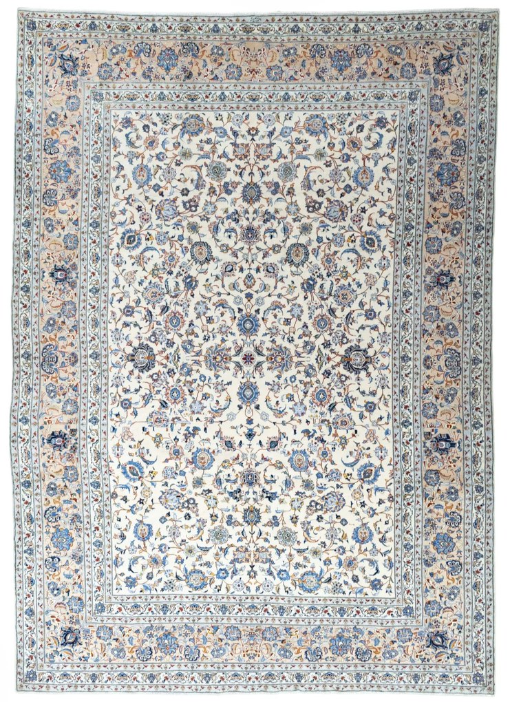 Kashan Tappeto 410 x 300 Beige (Iran) Annodato A Mano