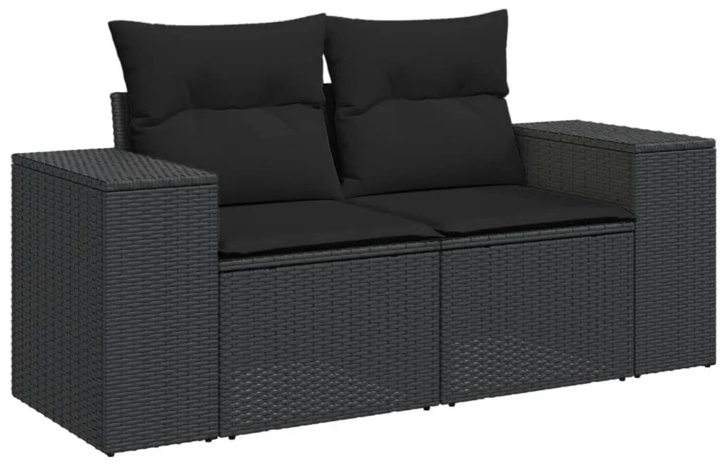 Set Divani da Giardino 11 pz con Cuscini in Polyrattan Nero