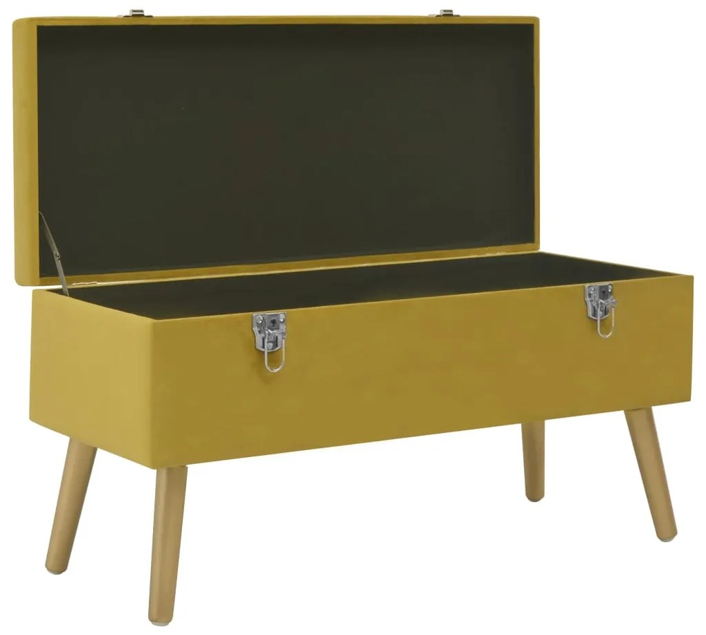 Panca con vano portaoggetti 80 cm giallo senape in velluto