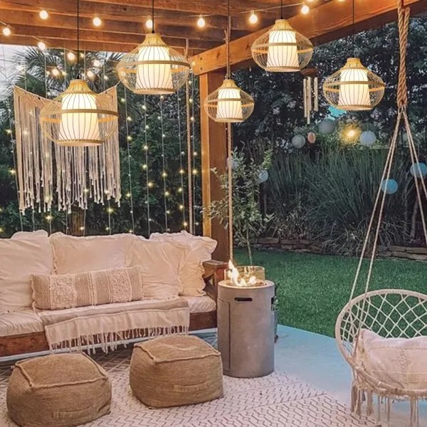 Immax 08256L - Lampadario a sospensione con filo PINCHOS 1xE27/40W/230V diametro 40 cm bambù