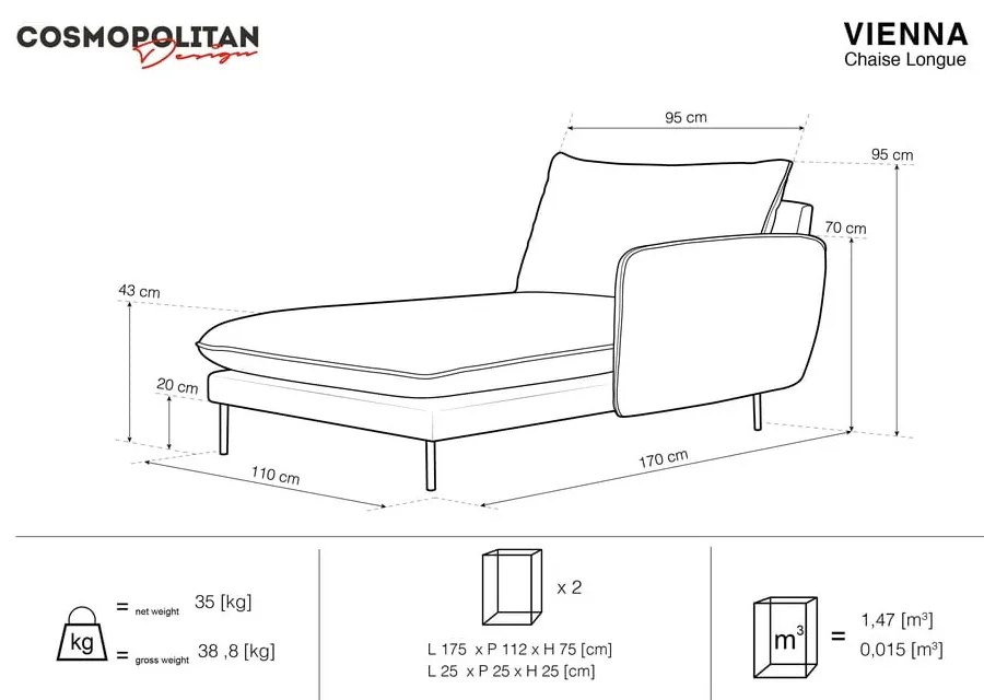 Poltrona lounge in velluto verde scuro (angolo destro) Vienna - Cosmopolitan Design