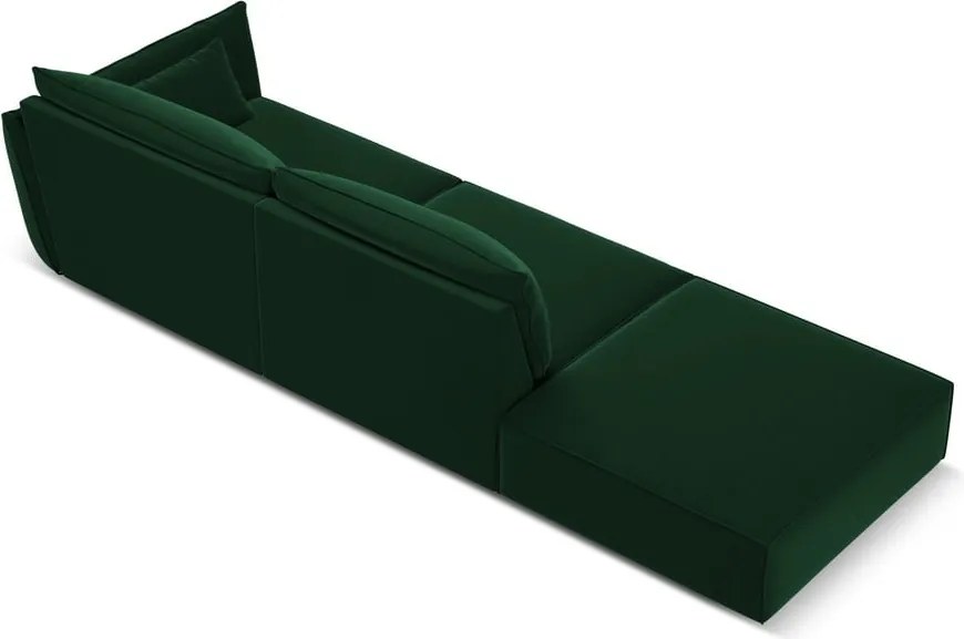 Divano verde scuro con penisola a destra con rivestimento in velluto 264 cm Vanda – Mazzini Sofas