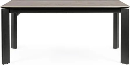 Tavolo Da Interno Allungabile 90x160-220 In Acciaio Piano In Ceramica Grigio-Nero Briva Bizzotto