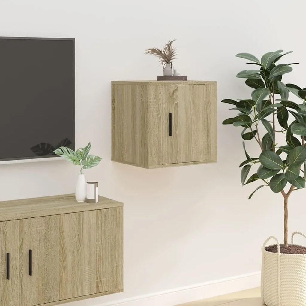 Mobili porta tv a parete 2 pz rovere sonoma 40x34,5x40 cm