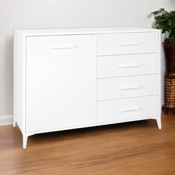 Madia Drexa in Legno 110x45 cm Bianco Frassino con 1 Anta e 4 Cassetti