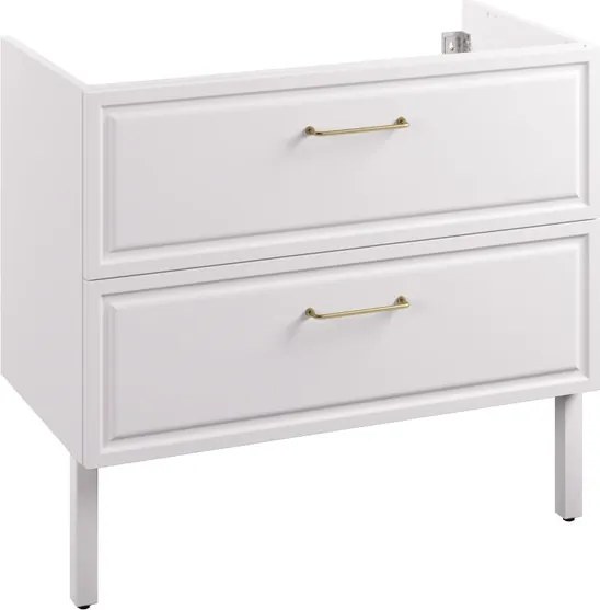 Mobile da bagno a terra sotto lavabo L 90 x H 57 x P 48.1 cm bianco laccato opaco, 2 cassetti SENSEA Charm