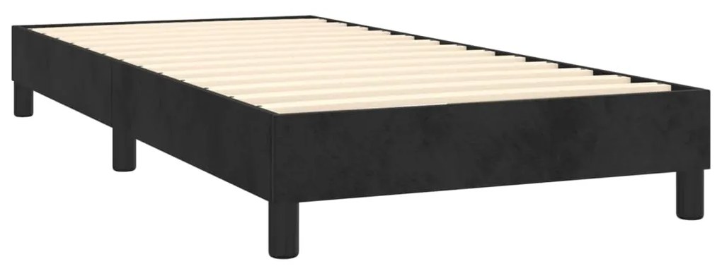 Letto a molle con materasso e led nero 80x200 cm in velluto