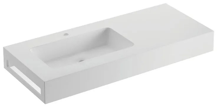Lavabo a incasso rettangolare L 120 x H 14 x P 46 cm in solid surface bianco