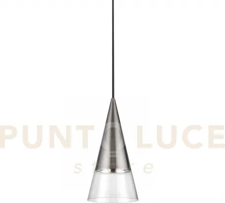 Cono sospensione 1 luce attacco gu10 lampadina inclusa 15cm nickel