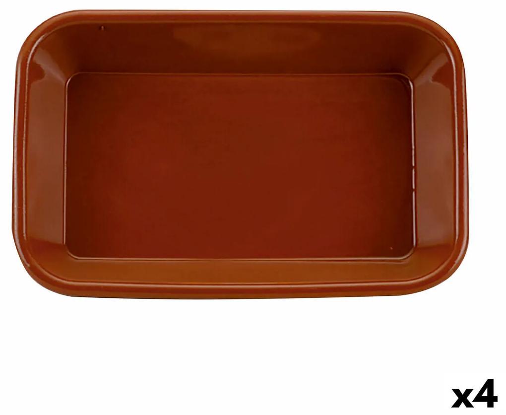 Teglia da Cucina Raimundo Argilla cotta Ceramica Marrone (29 x 19 x 6 cm) (4 Unità)