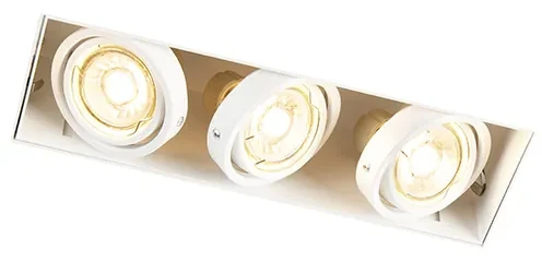 Faretto da incasso bianco orientabile e inclinabile senza cornice 3 luci - Oneon