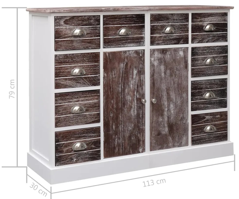 Credenza con 10 Cassetti Marrone 113x30x79 cm in Legno