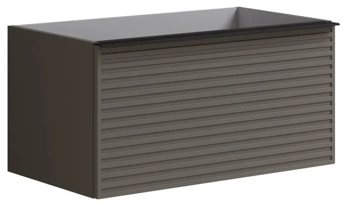 Mobile da bagno sotto lavabo Pixel stripes frontale grigio carbone e maniglia alluminio nero laccato opaco L 80 x H 40 x P 45.5 cm 1 cassetto, lavabo non incluso