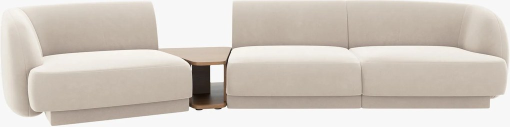 Divano modulare Miley 3 posti con tavolino integrato in velluto – L303 cm