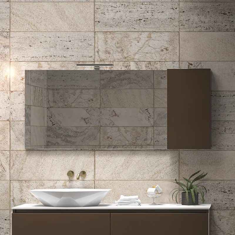 Specchio bagno 155cm pensile contenitore a destra  SP-155S - KAMALU