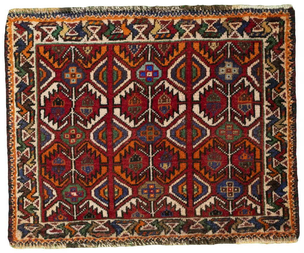 Shiraz Tappeto persiano 50 x 60 Rosso (Iran) Annodato A Mano