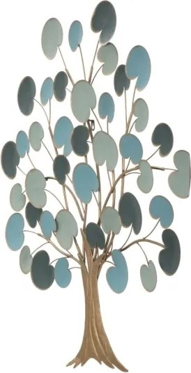 Pannello Decorativo A Parete Albero 89x2,5x90 Cm In Ferro Apple Blu Chiaro