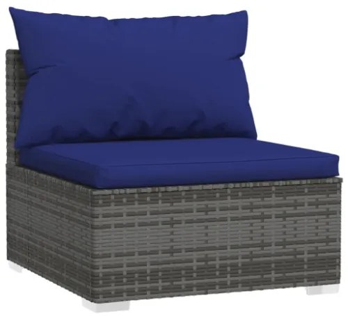 Set Divani da Giardino 8 pz con Cuscini in Polyrattan Grigio