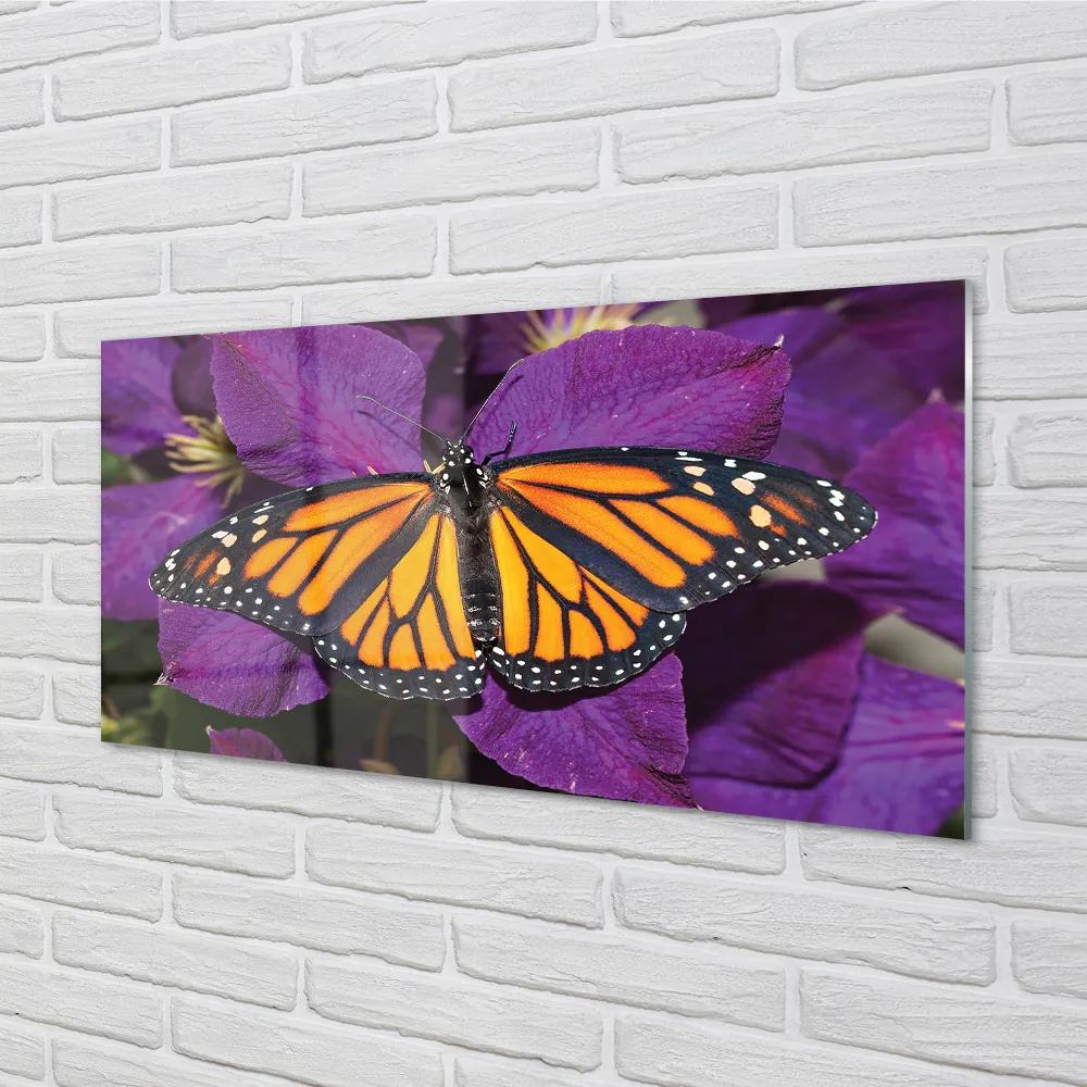 Quadro su vetro acrilico Fiori di farfalla colorati 100x50 cm