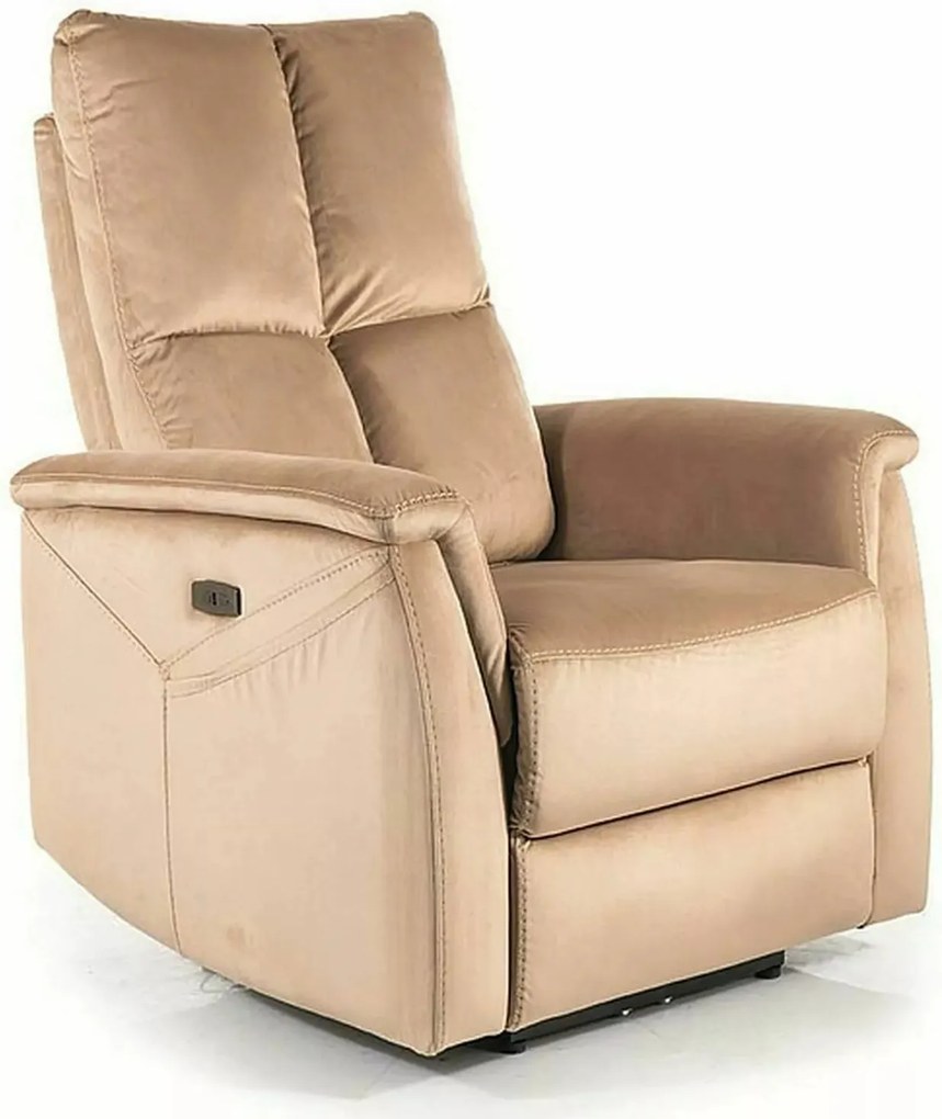 Poltrona relax elettrica Neptun M Velvet in velluto beige con massaggio