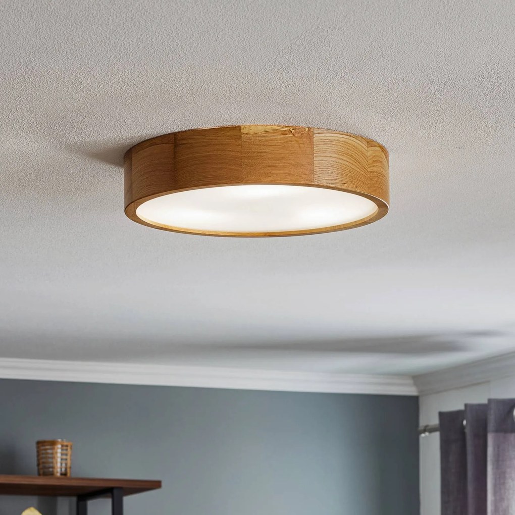 Plafoniera Cleo DR375, IP20, sensore, Ø 38 cm, legno di quercia DR375 TEMAR LIGHTING, Legno chiaro, Soggiorno / Sala da pranzo, Legno, Plafoniera