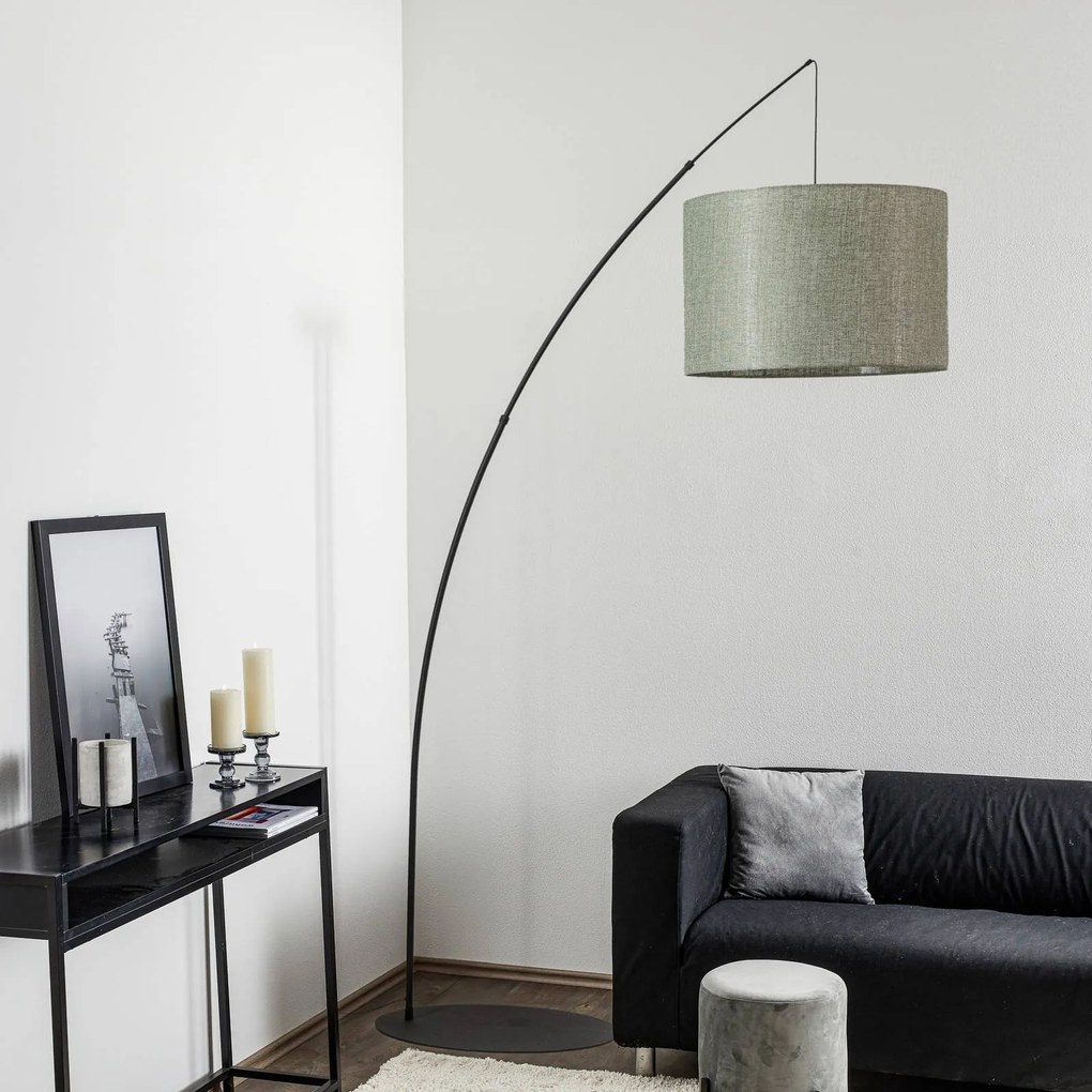 TK Lighting Piantana Moby Green con paralume in tessuto
