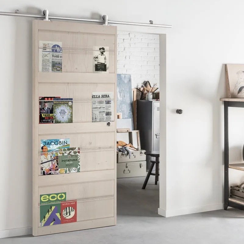 Porta scorrevole reversibile Storage in alluminio bianco, L 96 x H 215 cm, con binario Ermes