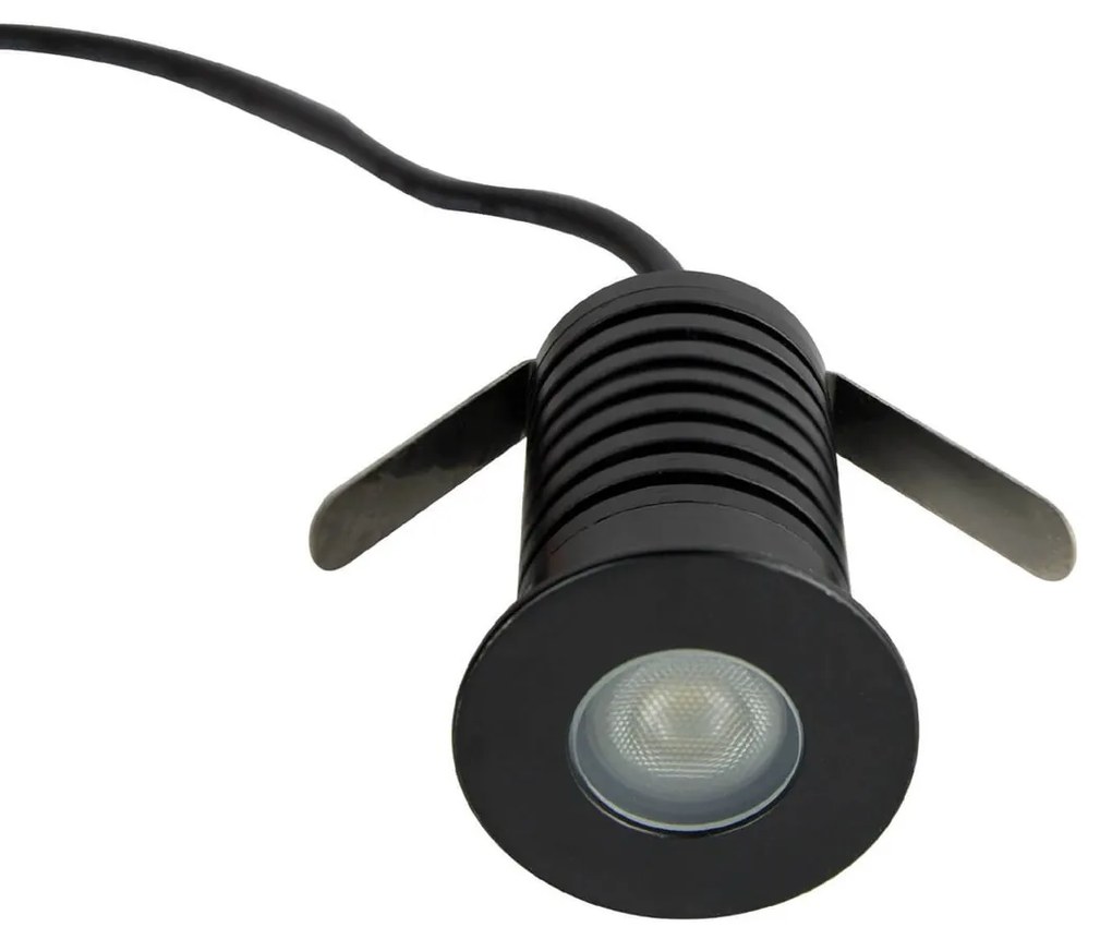 Faretto Segnapasso LED 3W IP67 Nero Professional Colore Bianco Caldo 2.700K