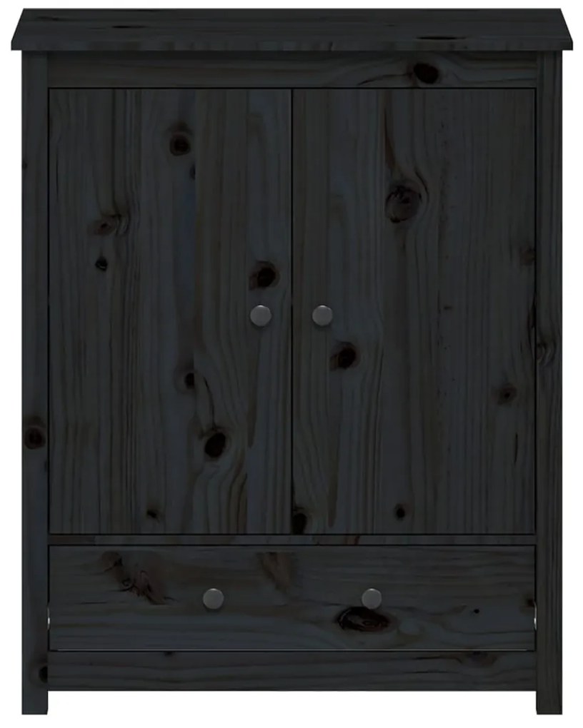 Credenza nera 83x41,5x100 cm in legno massello di pino