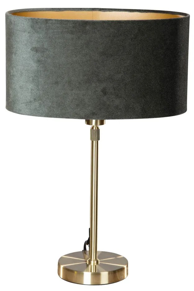 Lampada da Tavolo Oro con Paralume in Velluto Verde Ovale 35cm - Parte