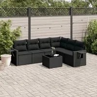 Set Divani da Giardino con Cuscini 7pz Nero Polyrattan 3252552