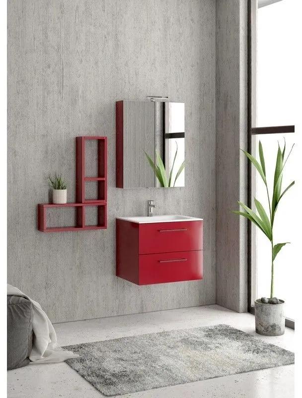 Kamalu - composizione mobile lavabo bagno 60 cm, specchio contenitore e 2 pensili el-60c