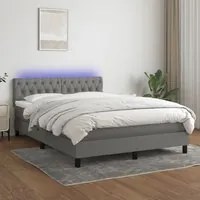 Letto a Molle Materasso e LED Grigio Scuro 140x200cm in Tessuto cod mxl 54087