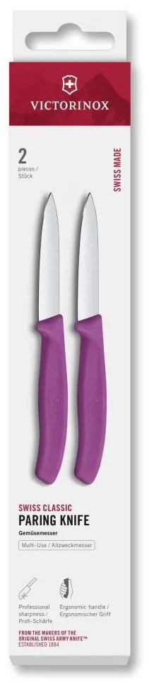 Victorinox - Set di coltelli da cucina per verdure SWISS CLASSIC 8 cm, 2 pezzi, viola