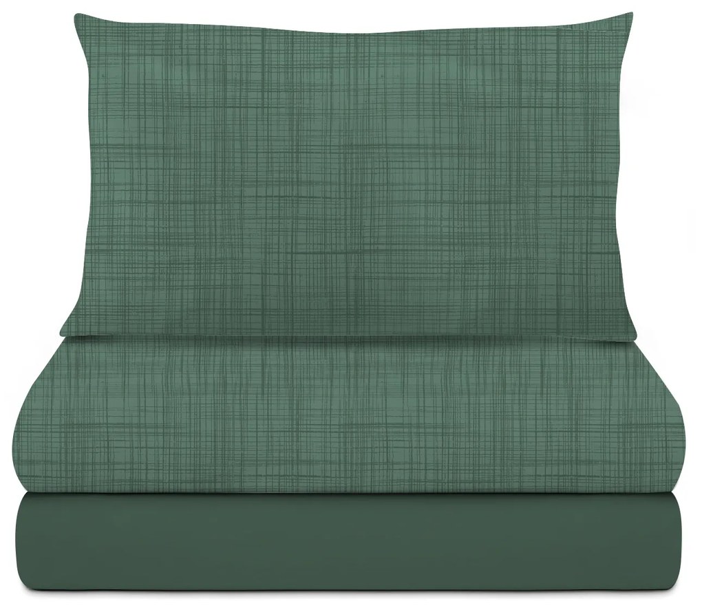 Completo letto singolo verde falso unito cotone