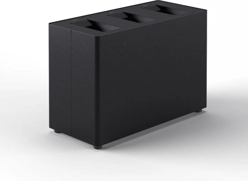 Pattumiera a 3 Scomparti Totale 72 L 71,5x33x49 cm con Contenitori Interni in Acciaio Verniciato Nero...