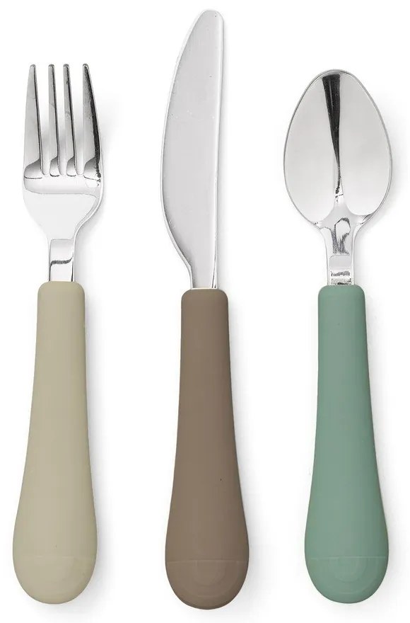 Posate per bambini marrone/beige in silicone 3 pz Olive Mix – Cam Cam Copenhagen