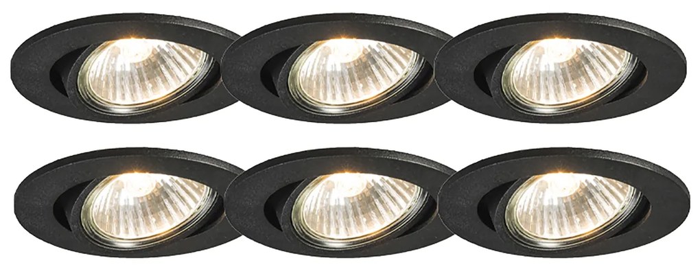 Set di 6 faretti incassati neri orientabili - Cisco
