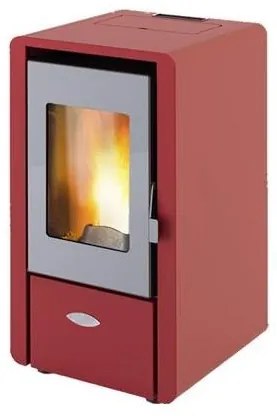 Stufa a pellet ad aria 6.15 kW King 60 bordeaux per ambienti fino a 55 mq