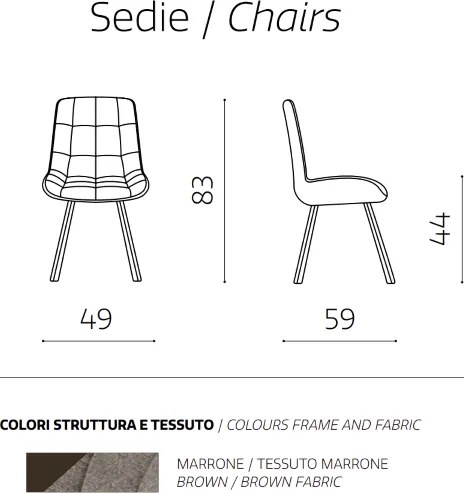 Sedia da cucina in tessuto Marrone gambe metallo FRIEDIC set 2 pz