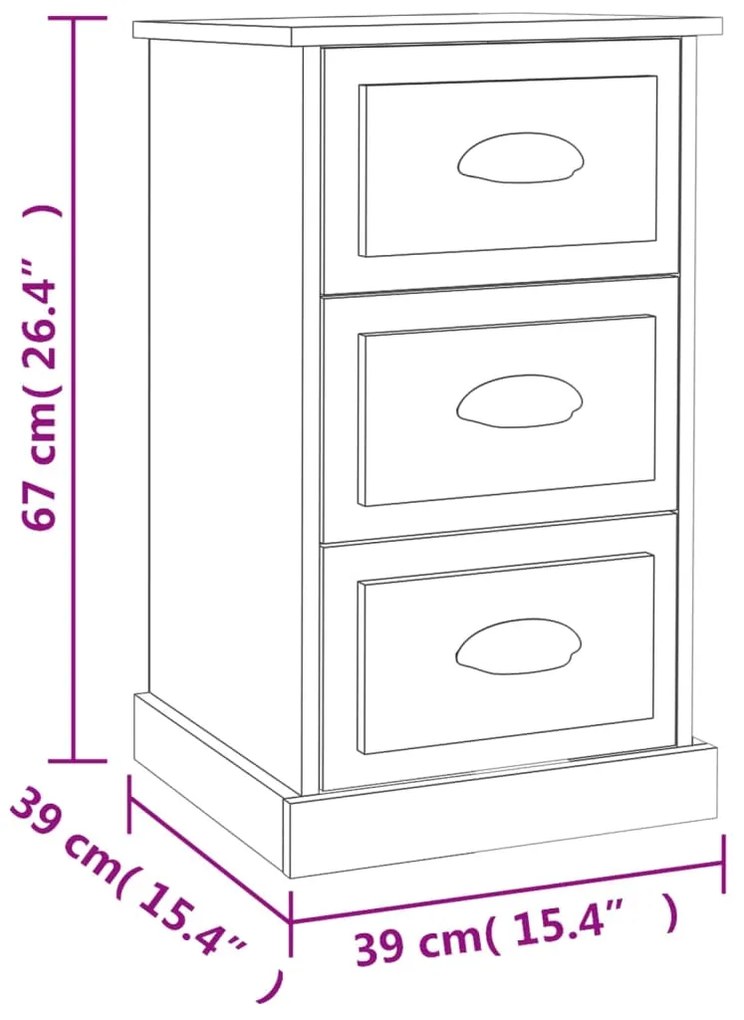 Comodino Grigio Sonoma 39x39x67 cm in Legno Multistrato