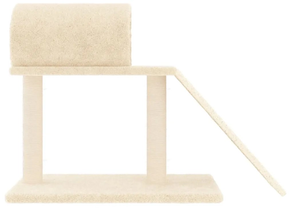 Pali tiragraffi per gatti con tunnel e scaletta crema 55,5 cm