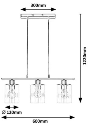Rabalux 3580 - Lampadario a sospensione con filo MIROSLAW 3xE27/40W/230V