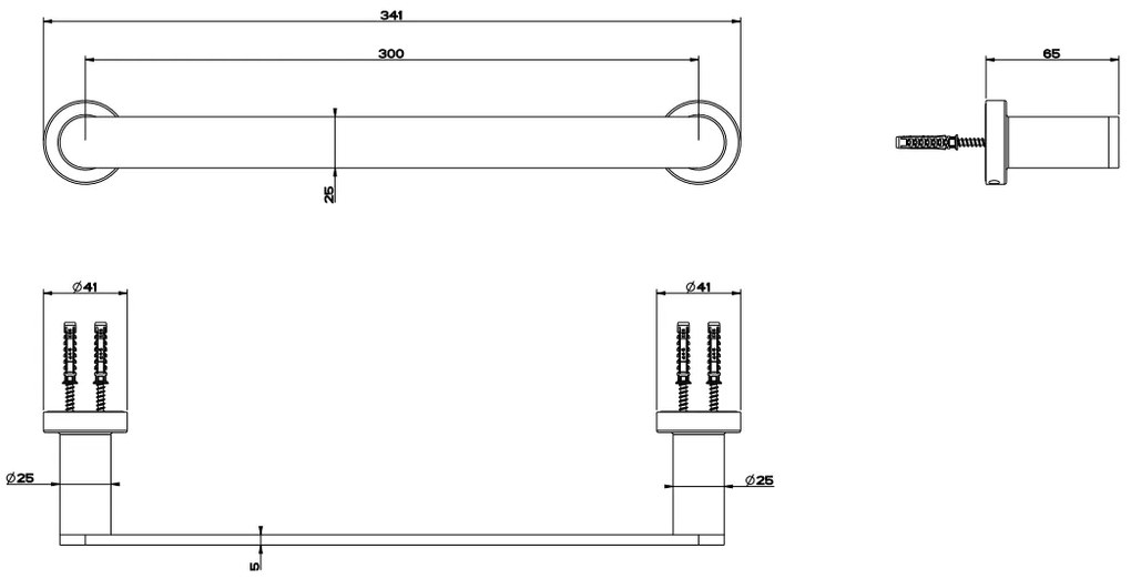 Portasciugamani 30 cm a muro cromo Emporio 38897 Gessi