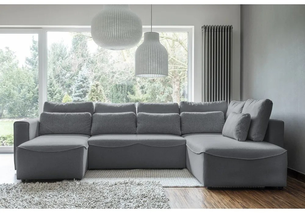Divano letto angolare grigio (a U) Homely Tommy - Miuform