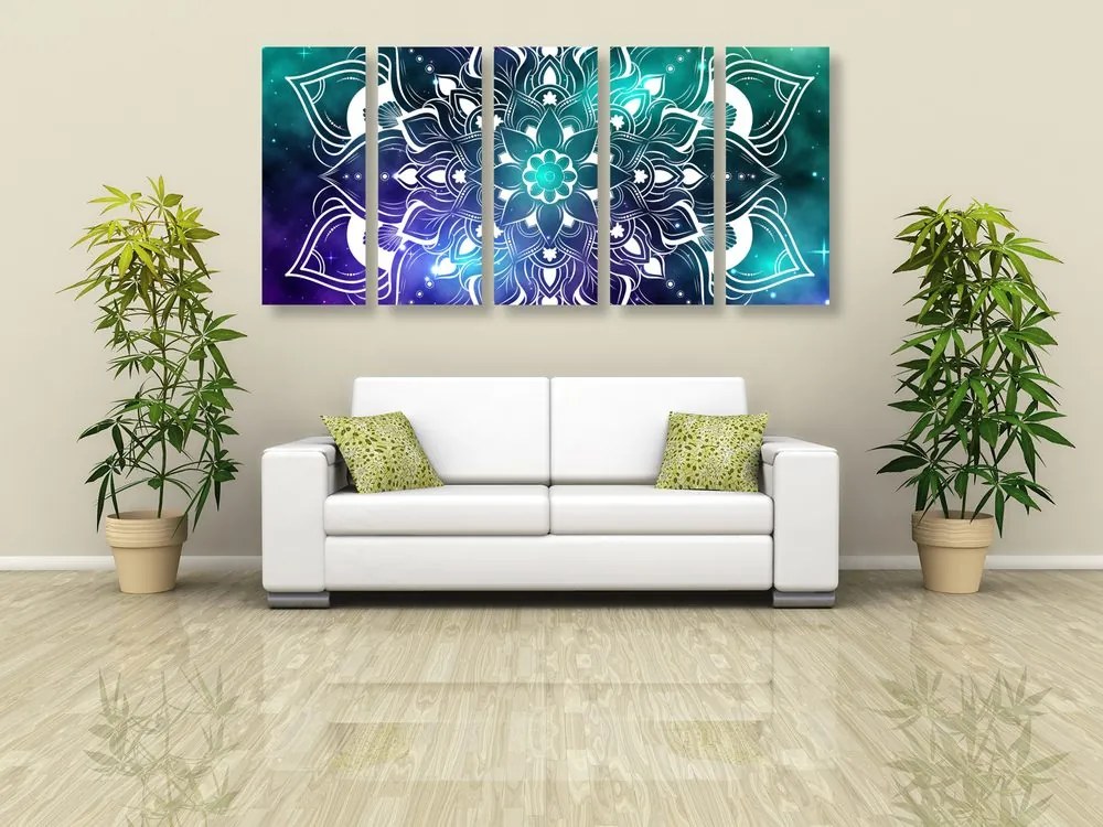 Quadri 5 pezzi – Mandala moderna con motivo orientale