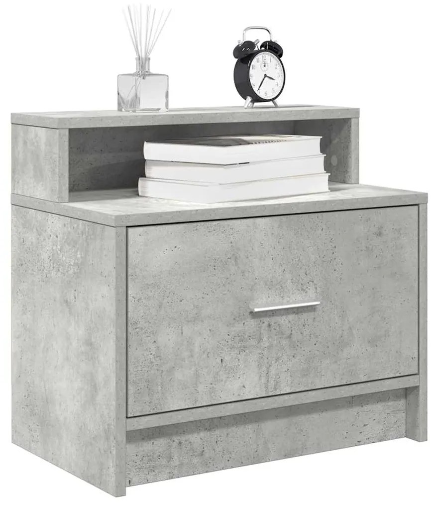 Comodini con cassetto 2 pz grigio cemento 51x31x47 cm